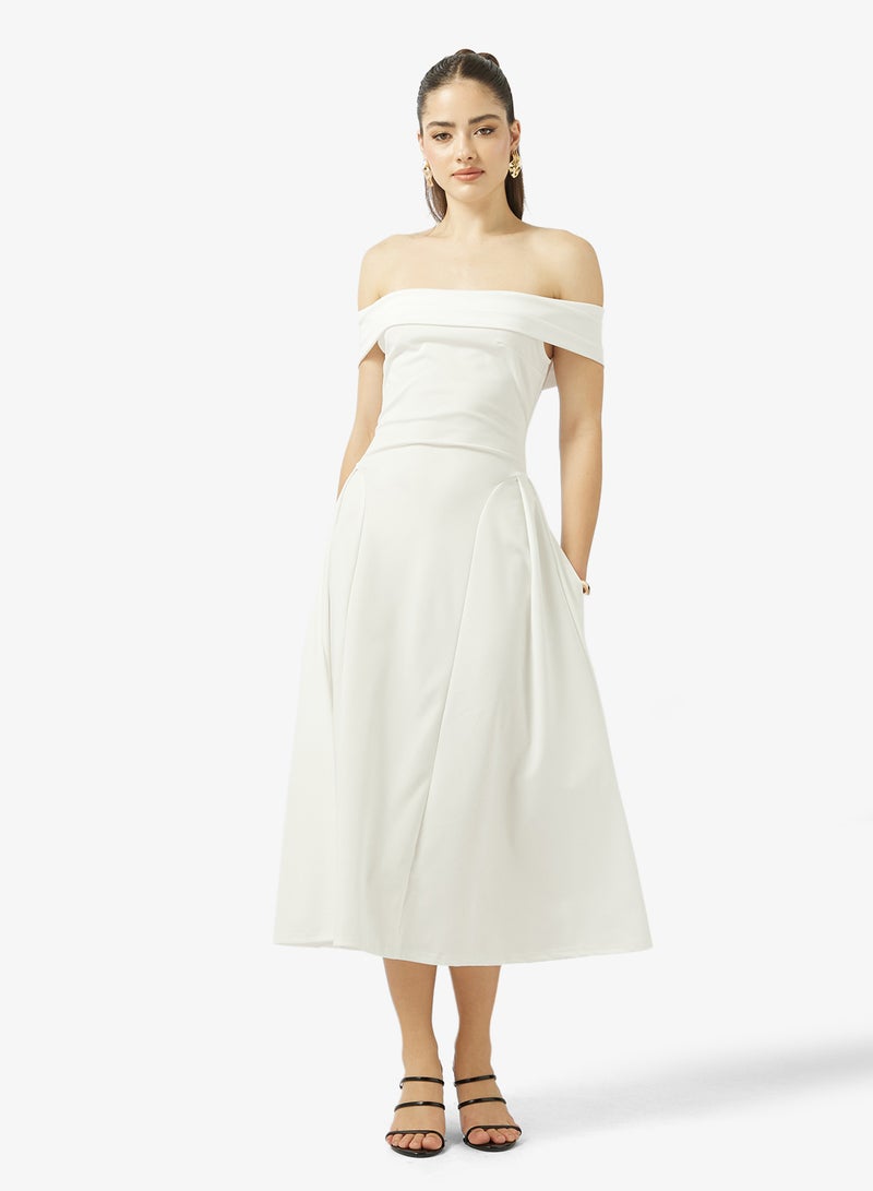 Ginger Off Shoulder Fit & Flare Dress - Image 1